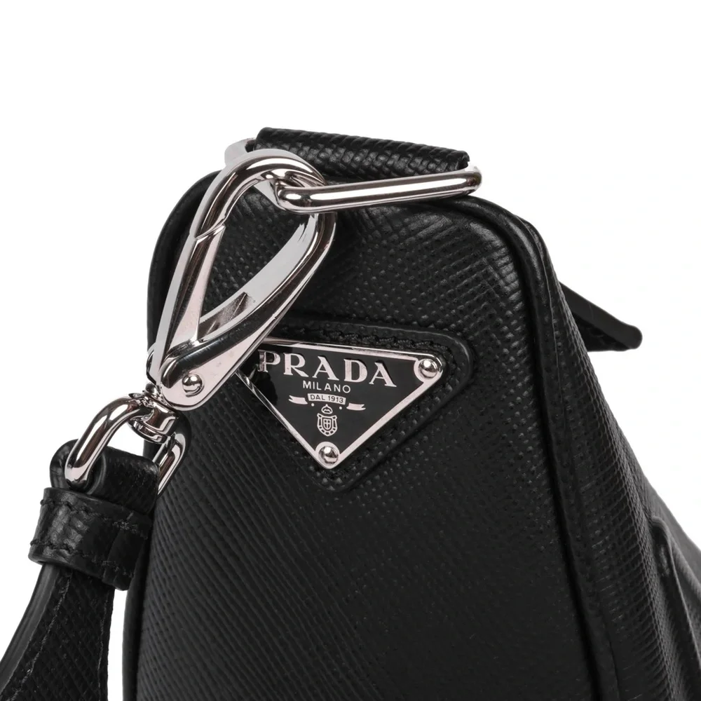 Prada SALFFIANO LEATHER TRIANGLE BAG MEDIUM - BLACK - Picture 7 of 14